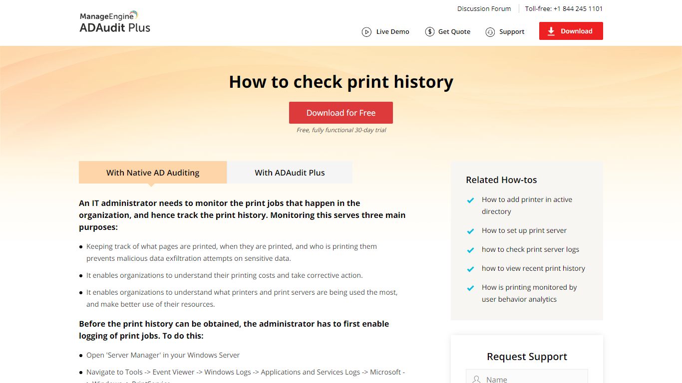 How to check print history - ManageEngine